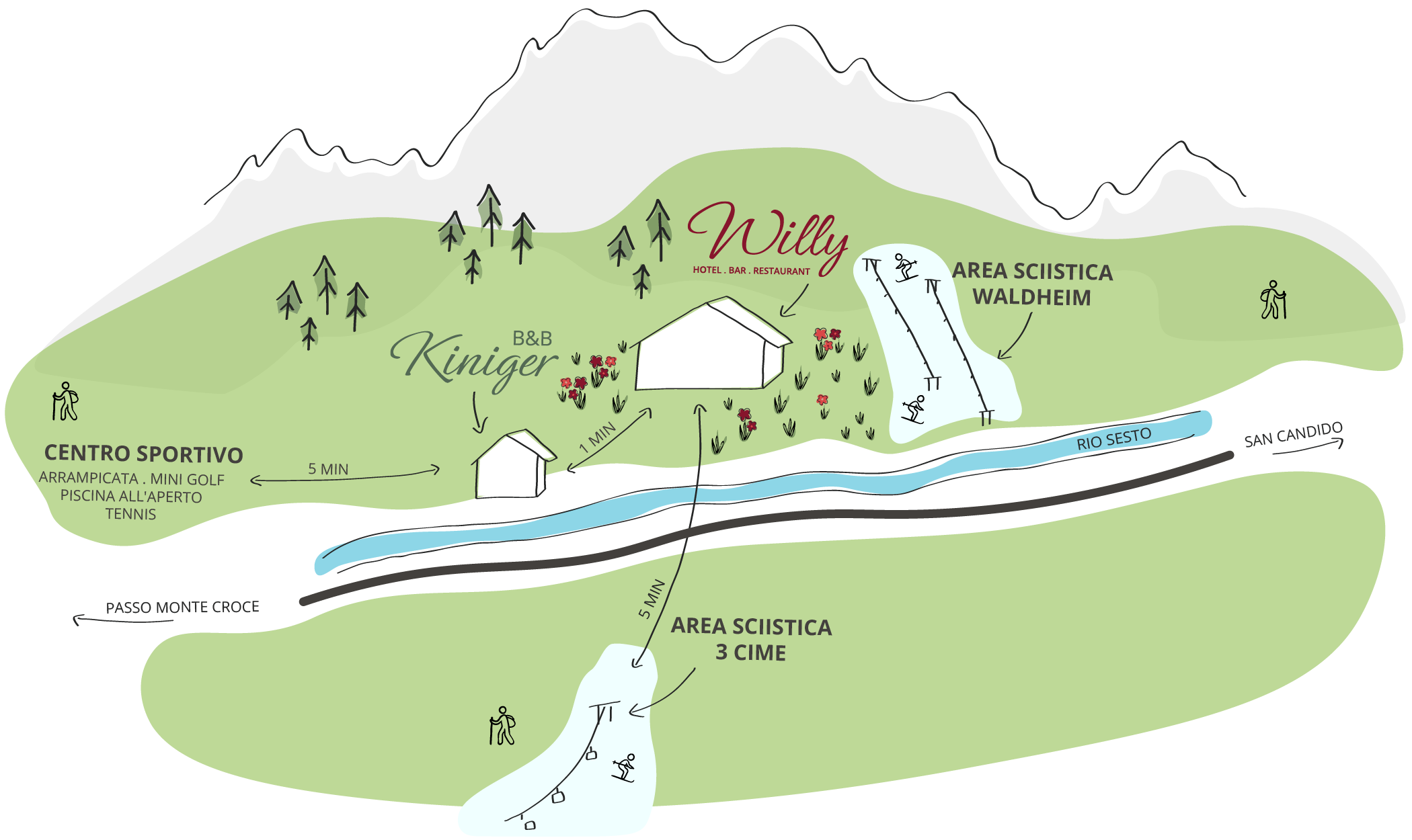 Mappa - Hotel Willy und B&B Kiniger